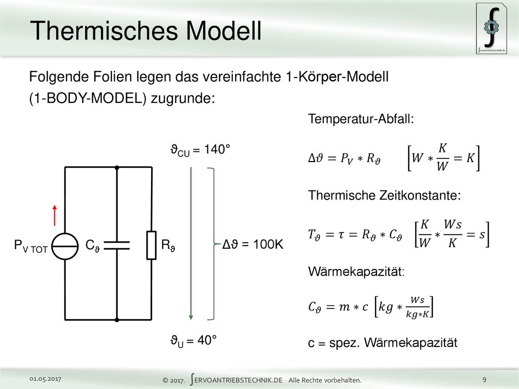 Thermisches Modell Folgende Folien legen das vereinfachte 1-Körper-Modell (1-BODY-MODEL) zugrunde: