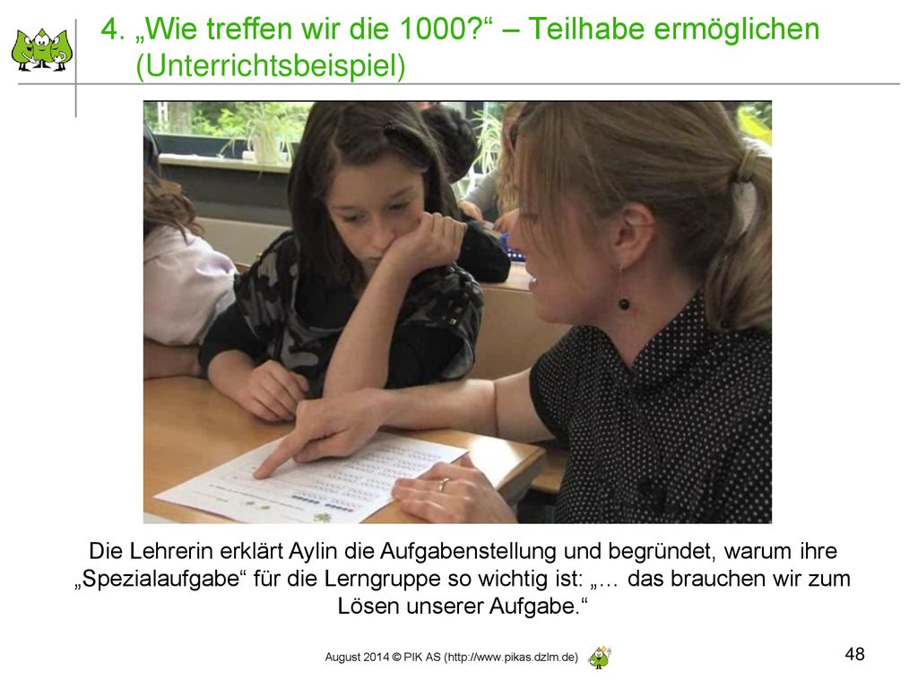 4. „Wie treffen wir die 1000 – Teilhabe ermöglichen (Unterrichtsbeispiel)