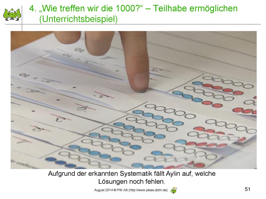 4. „Wie treffen wir die 1000 – Teilhabe ermöglichen (Unterrichtsbeispiel)