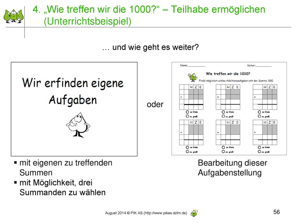 4. „Wie treffen wir die 1000 – Teilhabe ermöglichen (Unterrichtsbeispiel)