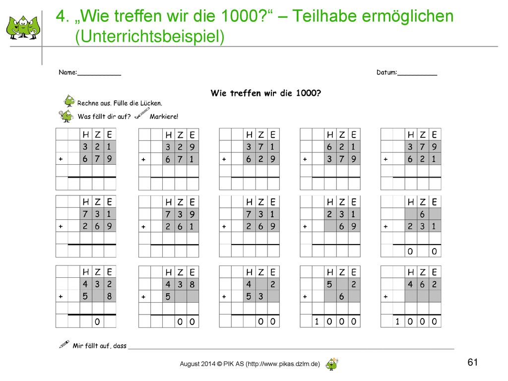 4. „Wie treffen wir die 1000 – Teilhabe ermöglichen (Unterrichtsbeispiel)