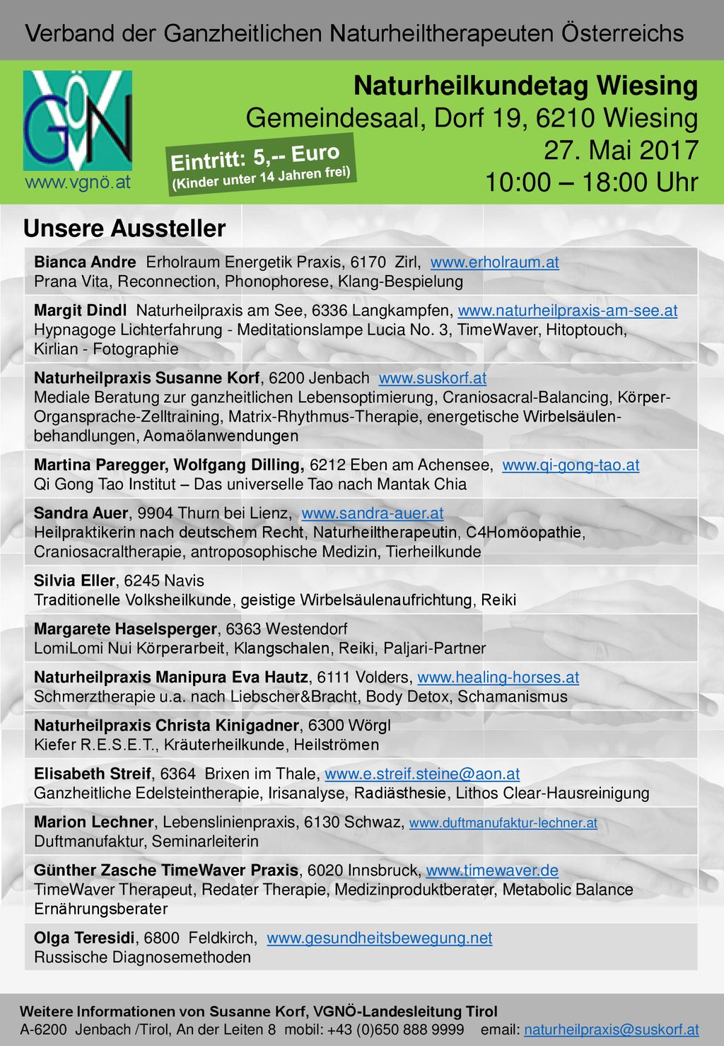 Unsere Aussteller Bianca Andre Erholraum Energetik Praxis, 6170 Zirl,   Prana Vita, Reconnection, Phonophorese, Klang-Bespielung.