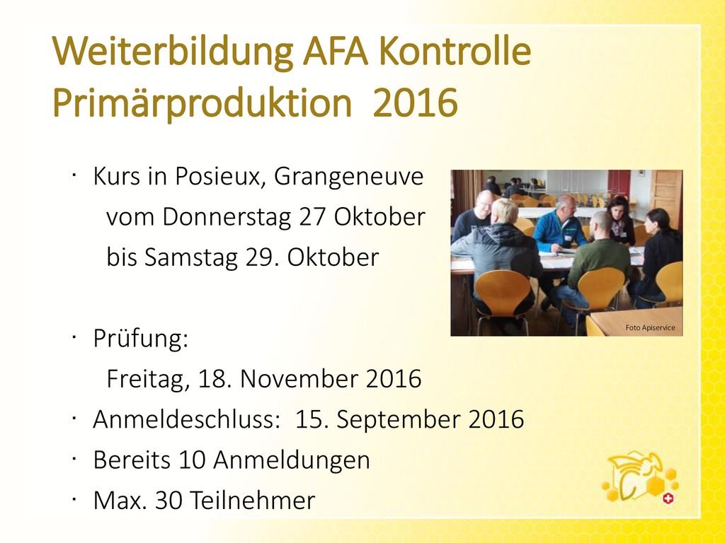 Weiterbildung AFA Kontrolle Primärproduktion 2016