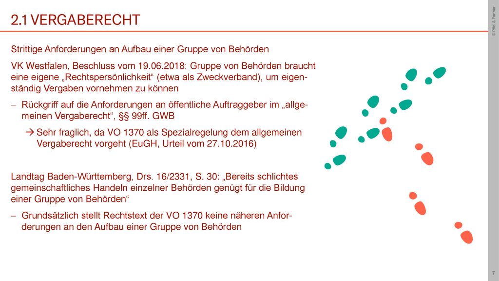 2.1 Vergaberecht Strittige Anforderungen an Aufbau einer Gruppe von Behörden.