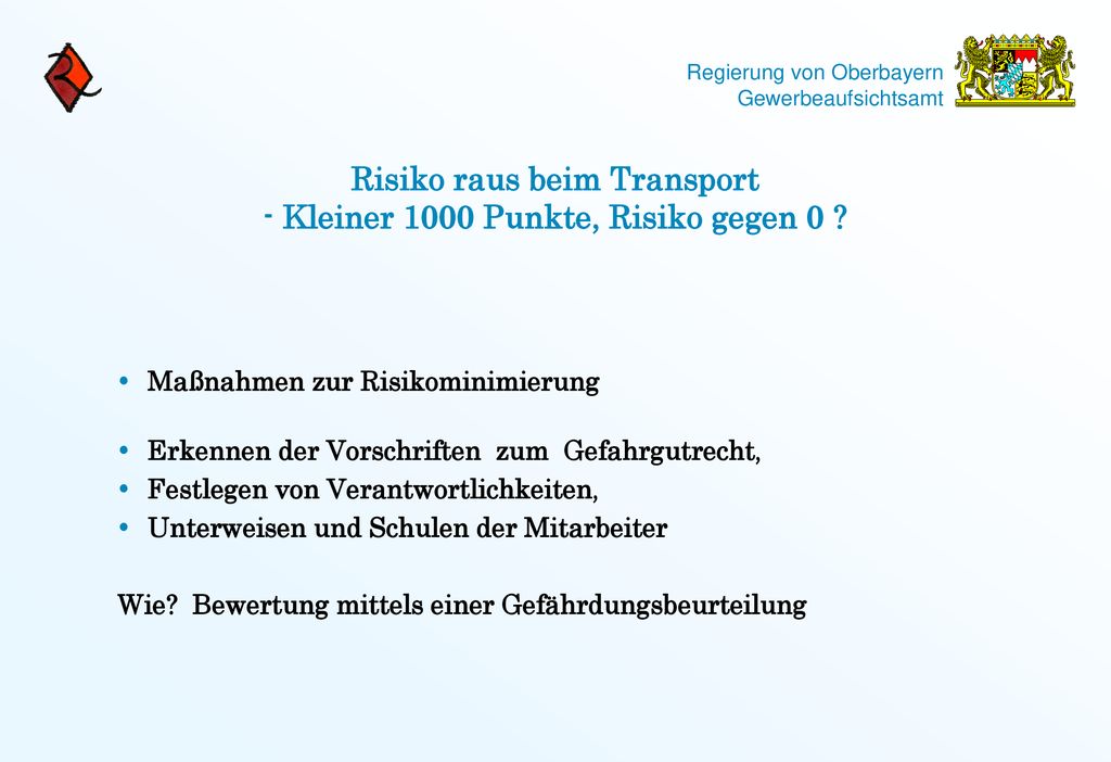 Risiko raus beim Transport - Kleiner 1000 Punkte, Risiko gegen 0
