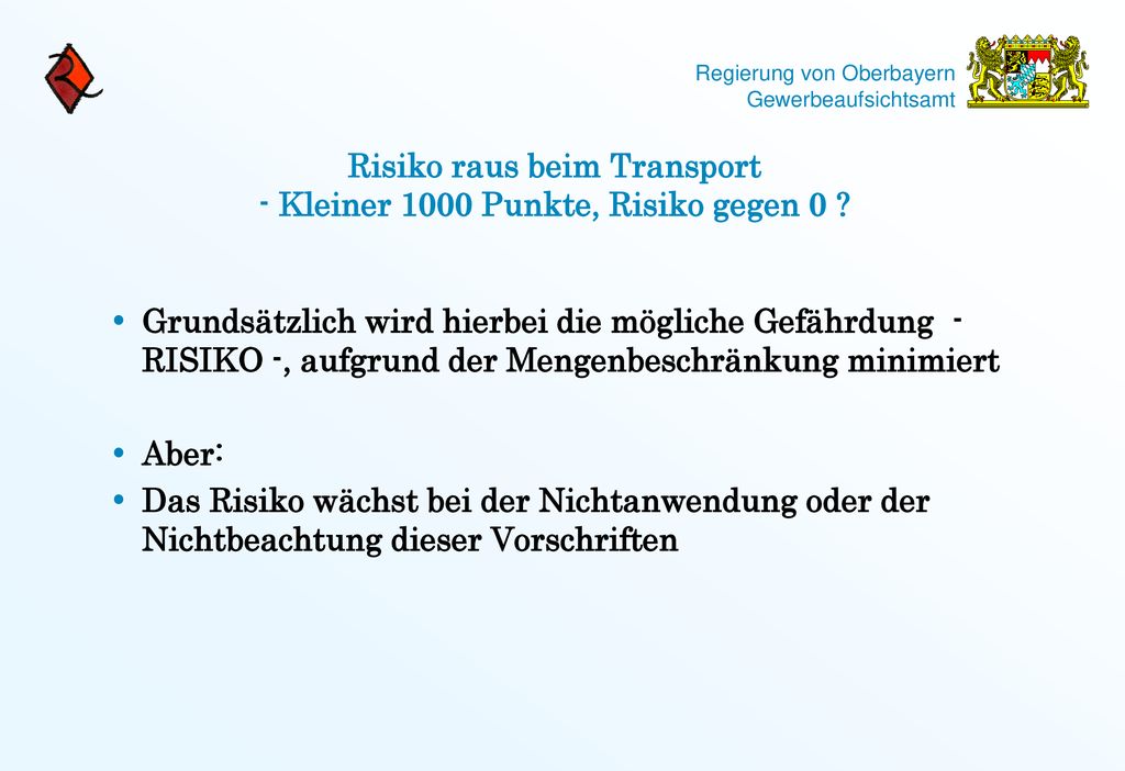 Risiko raus beim Transport - Kleiner 1000 Punkte, Risiko gegen 0