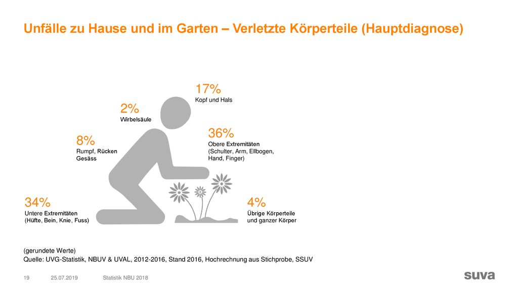 Unfälle zu Hause und im Garten – Verletzte Körperteile (Hauptdiagnose)