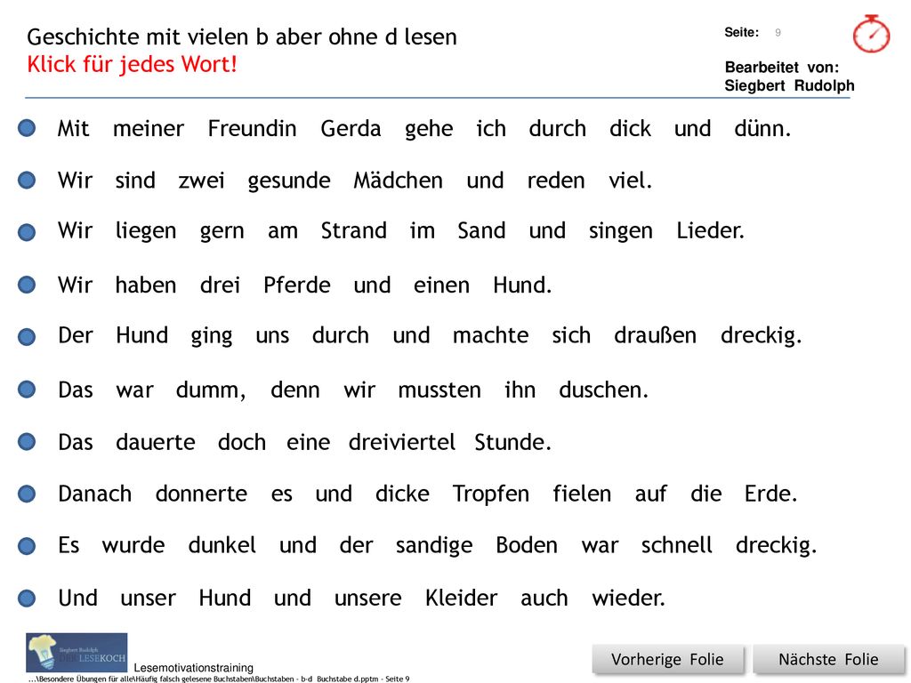 Geschichte mit vielen b aber ohne d lesen Klick für jedes Wort!