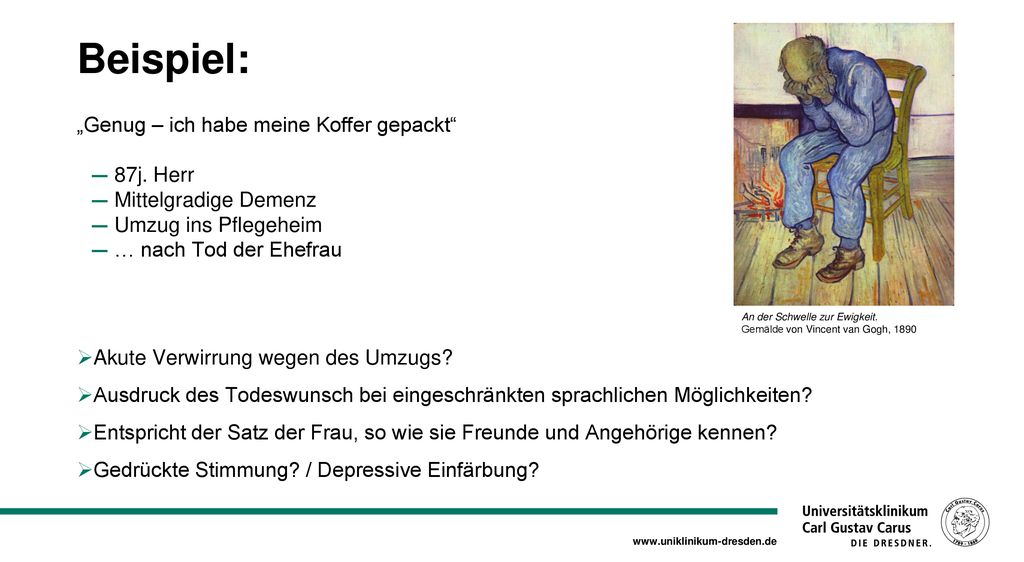 Beispiel: „Genug – ich habe meine Koffer gepackt 87j. Herr