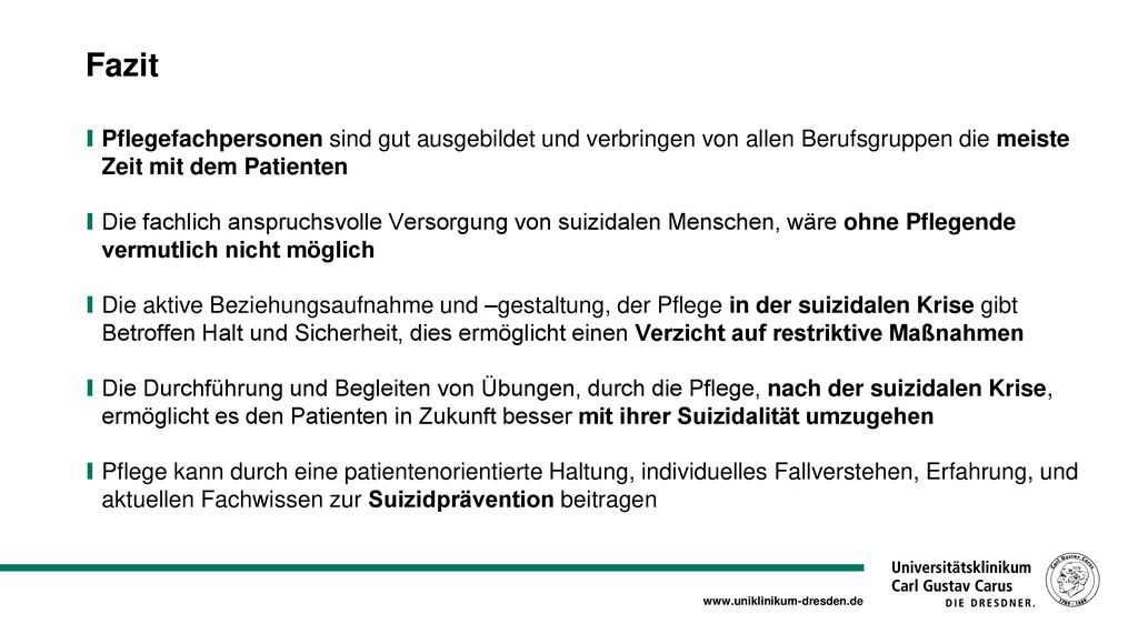 Fazit Pflegefachpersonen sind gut ausgebildet und verbringen von allen Berufsgruppen die meiste Zeit mit dem Patienten.