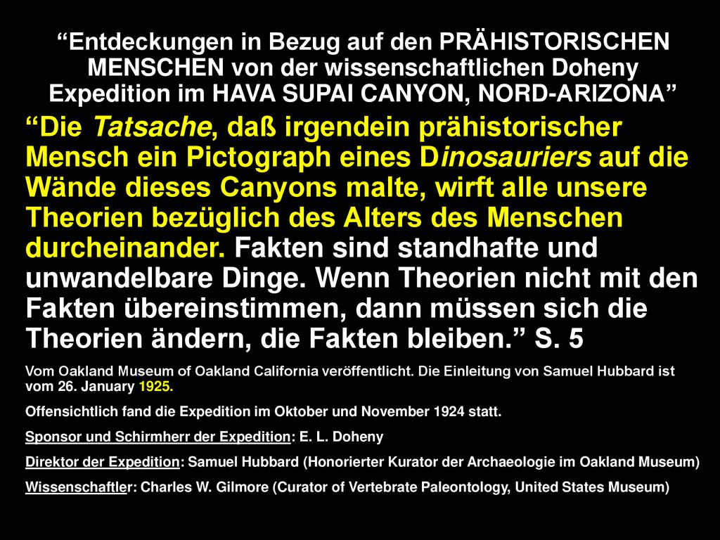 Entdeckungen in Bezug auf den PRÄHISTORISCHEN MENSCHEN von der wissenschaftlichen Doheny Expedition im HAVA SUPAI CANYON, NORD-ARIZONA