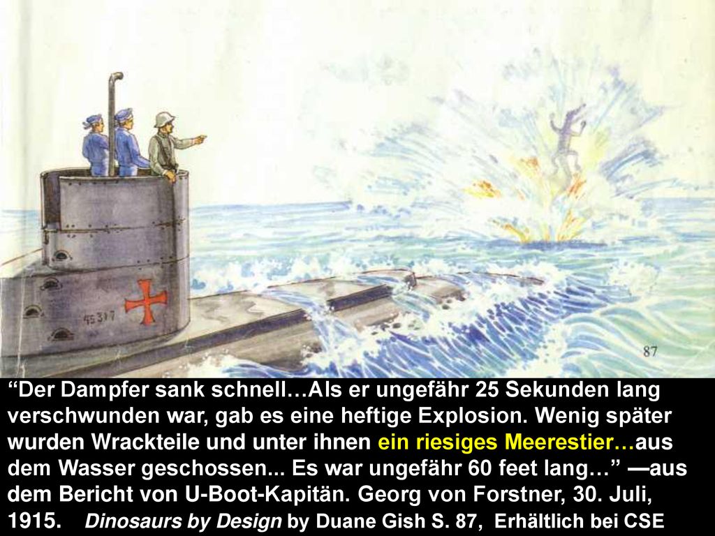 Der Dampfer sank schnell…Als er ungefähr 25 Sekunden lang verschwunden war, gab es eine heftige Explosion.