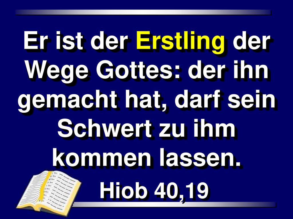 Er ist der Erstling der Wege Gottes: der ihn gemacht hat, darf sein Schwert zu ihm kommen lassen.