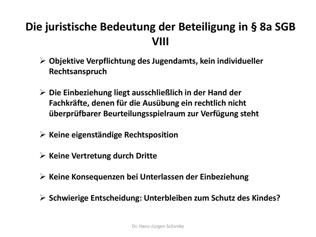 Die juristische Bedeutung der Beteiligung in § 8a SGB VIII
