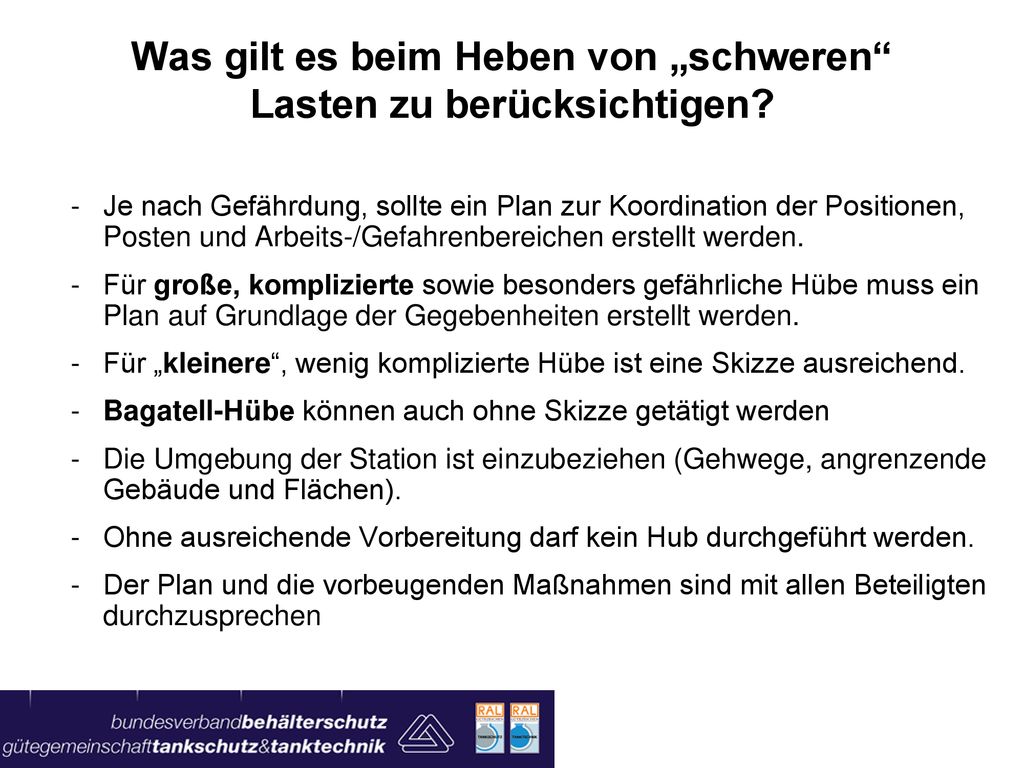 Was gilt es beim Heben von „schweren Lasten zu berücksichtigen