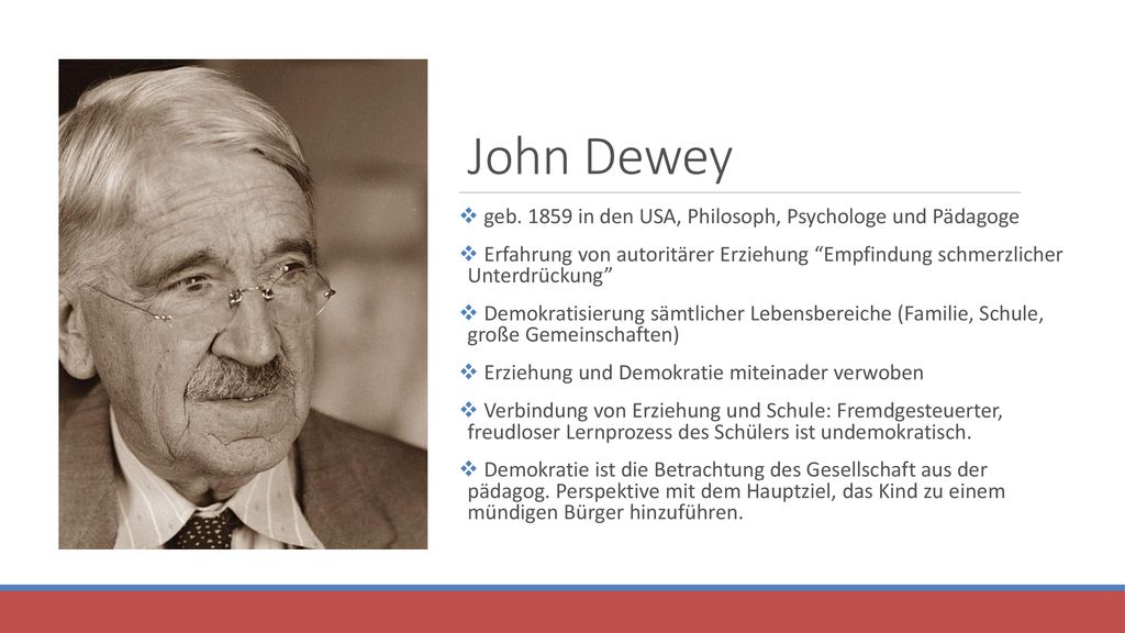 John Dewey geb in den USA, Philosoph, Psychologe und Pädagoge