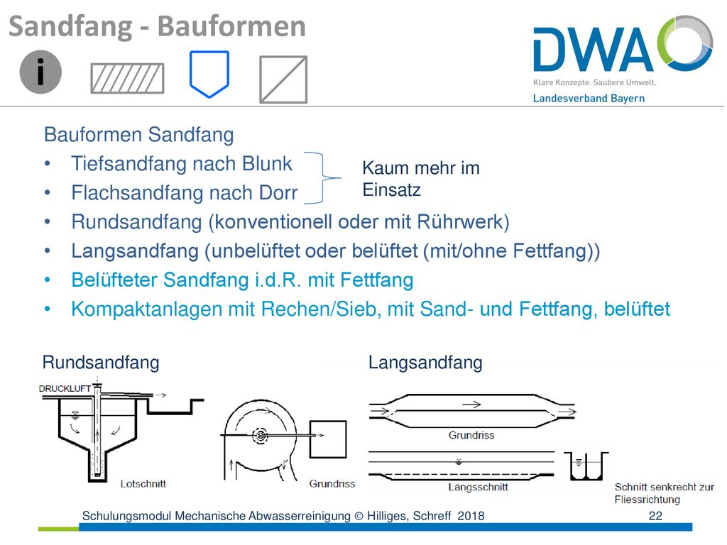 i Sandfang - Bauformen Bauformen Sandfang Tiefsandfang nach Blunk