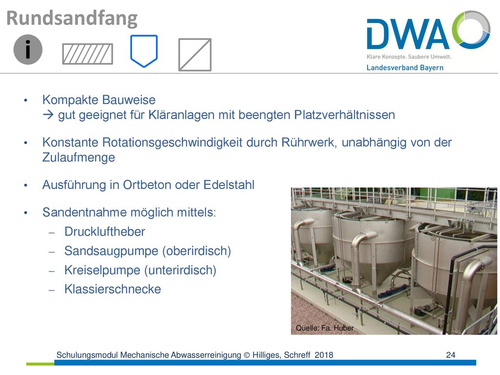 Rundsandfang i. Kompakte Bauweise  gut geeignet für Kläranlagen mit beengten Platzverhältnissen.