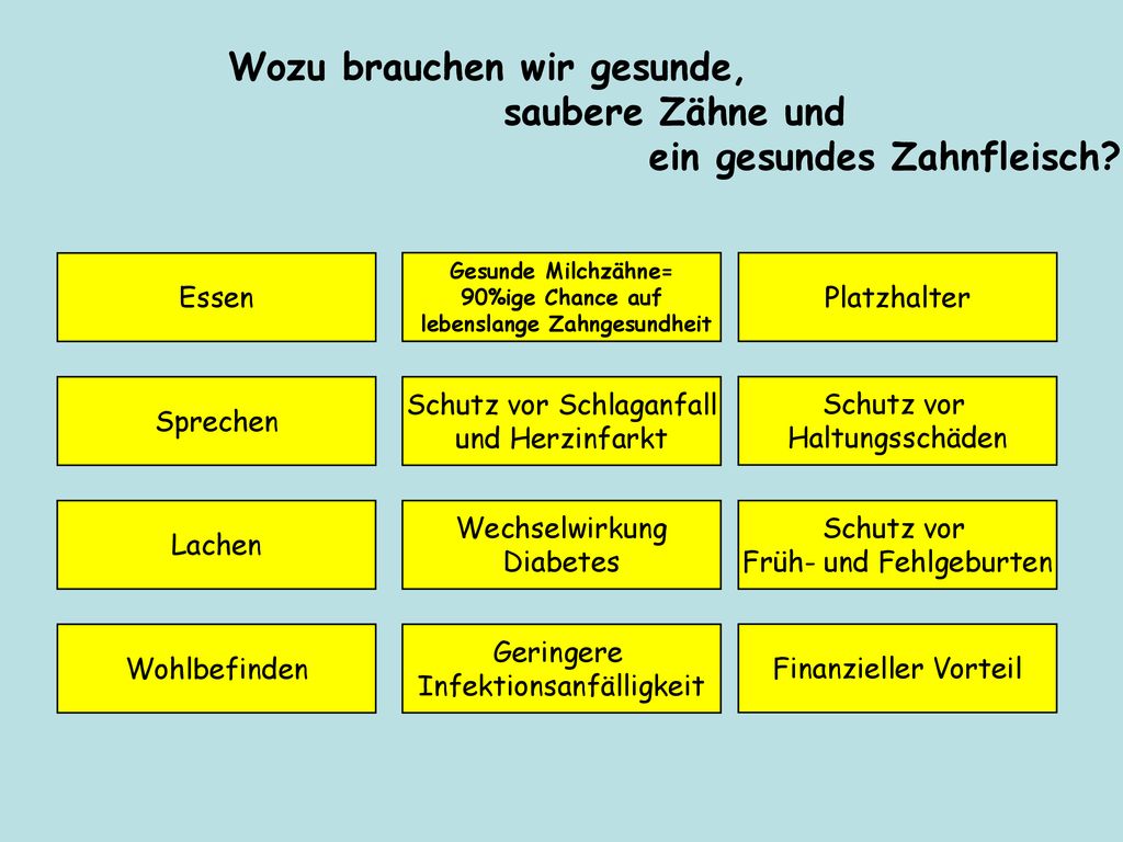 Wozu brauchen wir gesunde, saubere Zähne und ein gesundes Zahnfleisch
