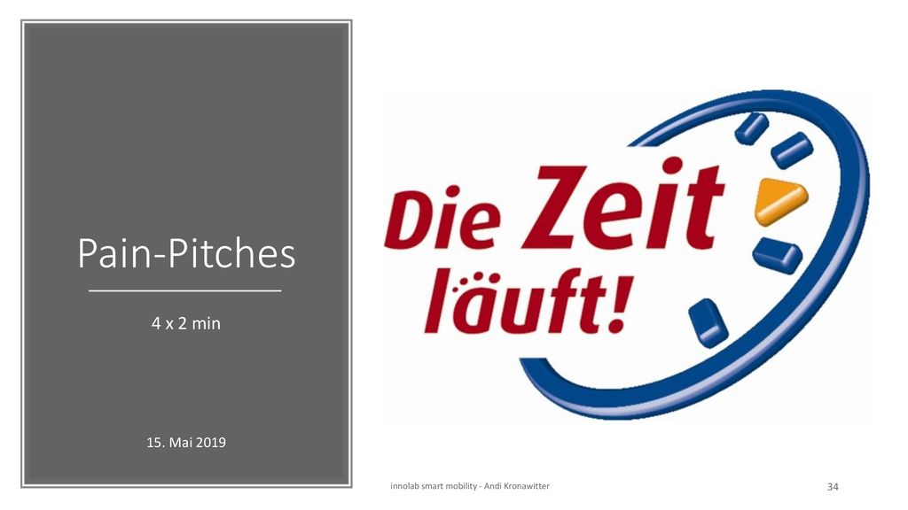 Pain-Pitches 4 x 2 min 15. Mai 2019 innolab smart mobility - Andi Kronawitter