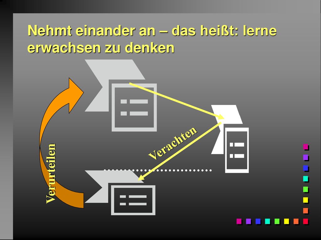 Nehmt einander an – das heißt: lerne erwachsen zu denken