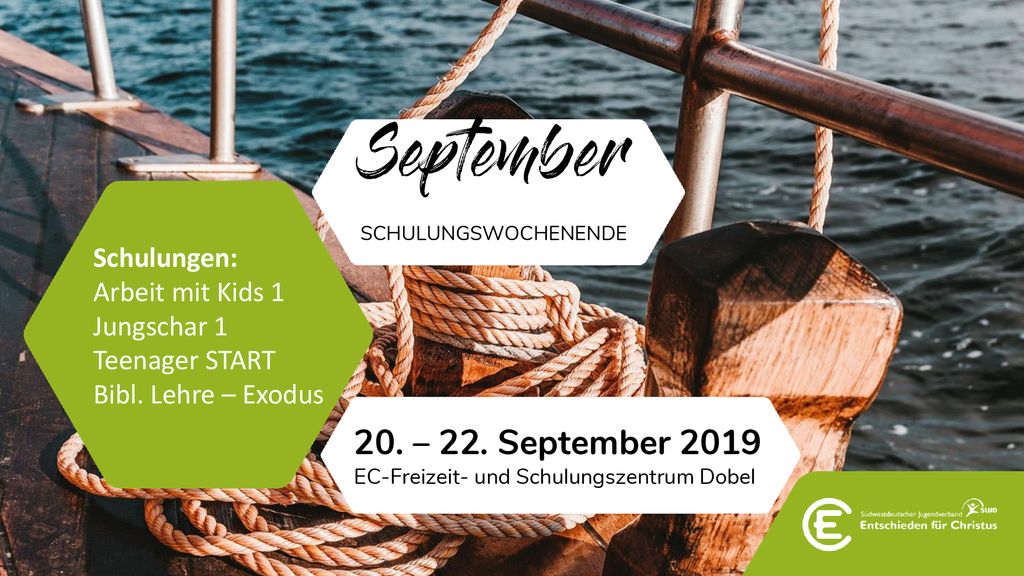 September 20. – 22. September 2019 Schulungen: Arbeit mit Kids 1