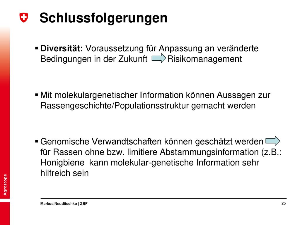 Schlussfolgerungen Diversität: Voraussetzung für Anpassung an veränderte Bedingungen in der Zukunft Risikomanagement.