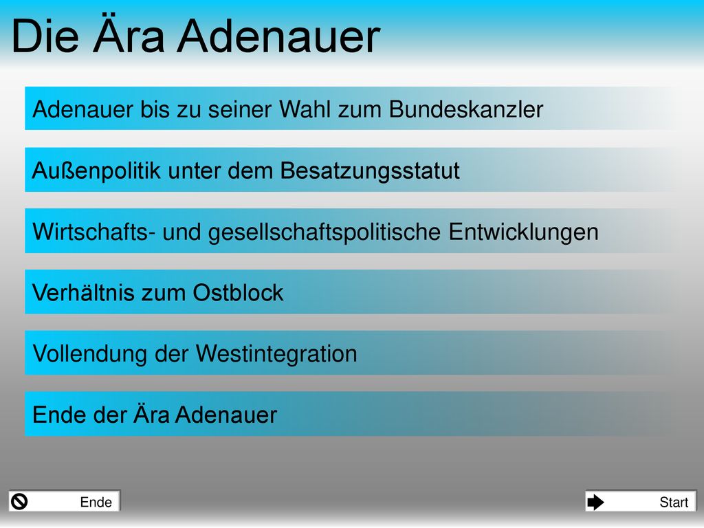 Die Ära Adenauer Adenauer bis zu seiner Wahl zum Bundeskanzler