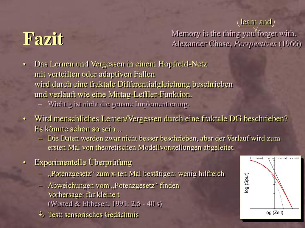 Fazit learn and. Memory is the thing you forget with. Alexander Chase, Perspectives (1966)