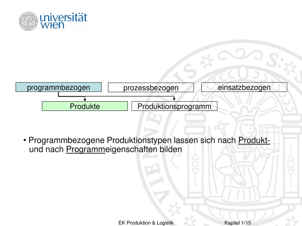 programmbezogen prozessbezogen. einsatzbezogen. Produkte. Produktionsprogramm.