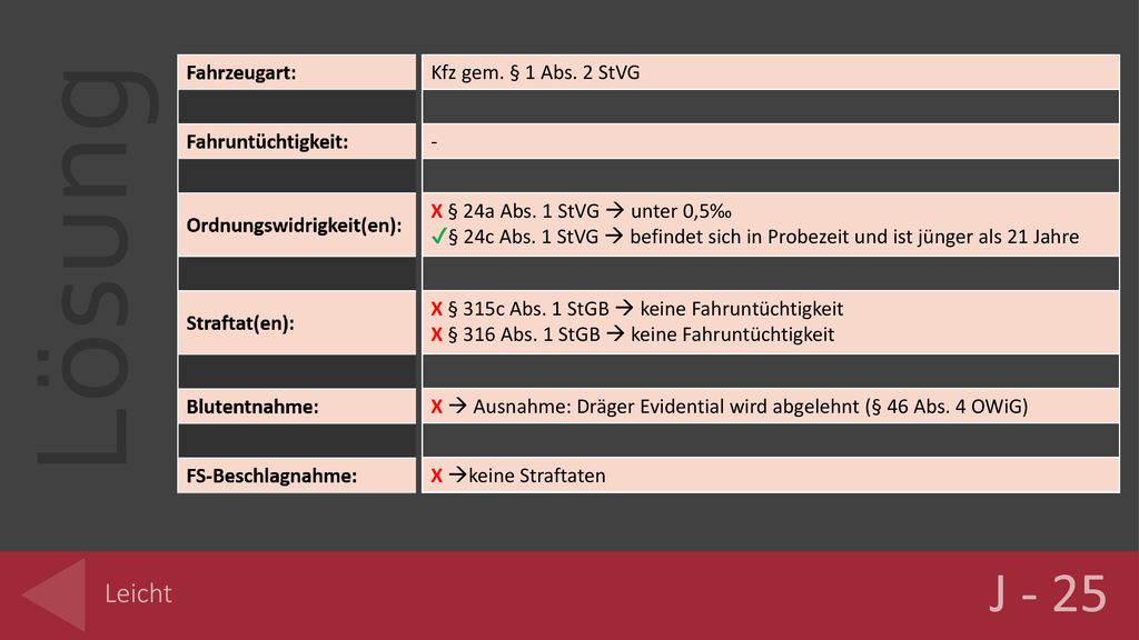 J - 25 Leicht Kfz gem. § 1 Abs. 2 StVG -