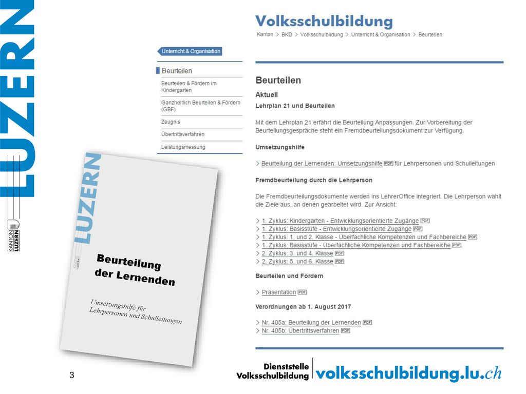 Website DVS zum Stichwort Beurteilen : kurzer Überblick geben, was alles auf dieser Seite zu finden ist.