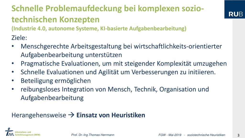 Schnelle Problemaufdeckung bei komplexen sozio-technischen Konzepten (Industrie 4.0, autonome Systeme, KI-basierte Aufgabenbearbeitung)