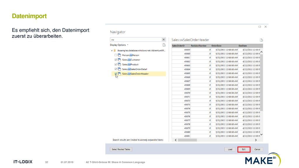 Datenimport Es empfiehlt sich, den Datenimport zuerst zu überarbeiten.