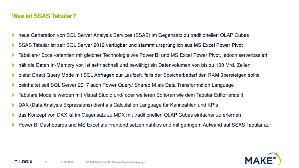 Was ist SSAS Tabular neue Generation von SQL Server Analysis Services (SSAS) im Gegensatz zu traditionellen OLAP Cubes.