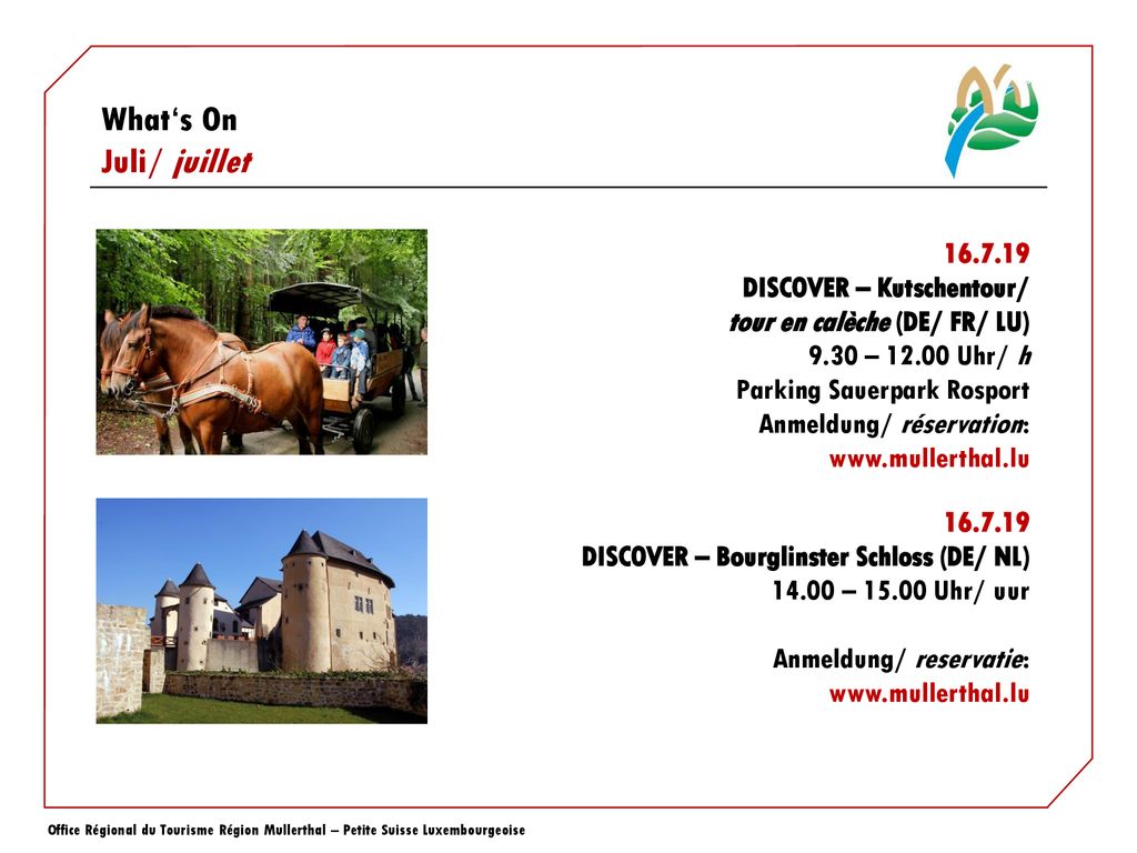 DISCOVER – Kutschentour/ tour en calèche (DE/ FR/ LU) 9.30 – Uhr/ h. Parking Sauerpark Rosport.
