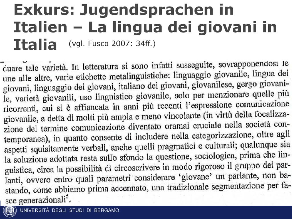 Exkurs: Jugendsprachen in Italien – La lingua dei giovani in Italia