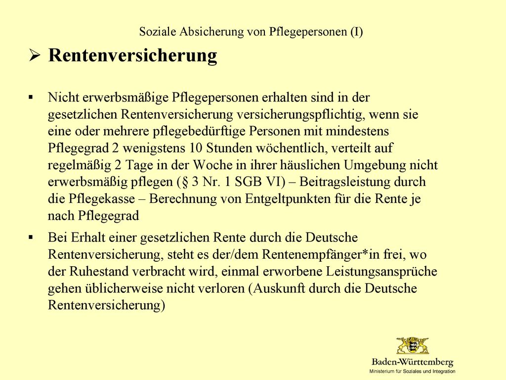Übernahme der Pflegeleistungen in Deutschland ppt herunterladen