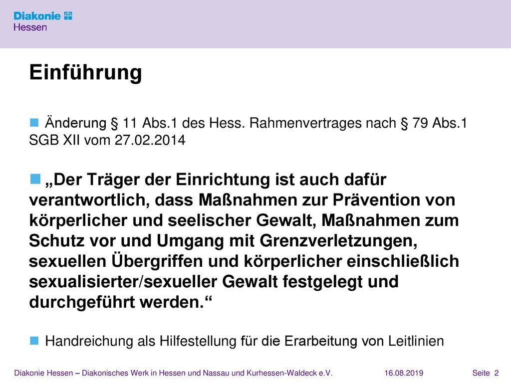 Einführung Änderung § 11 Abs.1 des Hess. Rahmenvertrages nach § 79 Abs.1 SGB XII vom
