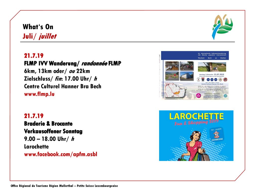 FLMP IVV Wanderung/ randonnée FLMP. 6km, 13km oder/ ou 22km. Zielschluss/ fin: Uhr/ h.