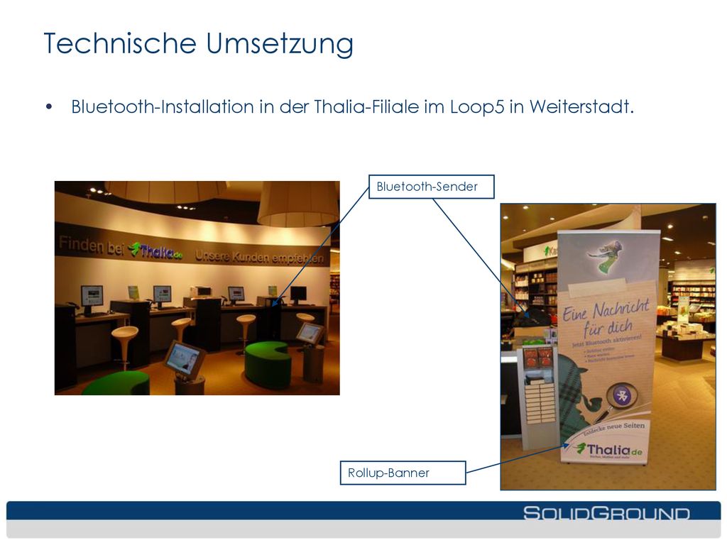 Technische Umsetzung Bluetooth-Installation in der Thalia-Filiale im Loop5 in Weiterstadt. Bluetooth-Sender.