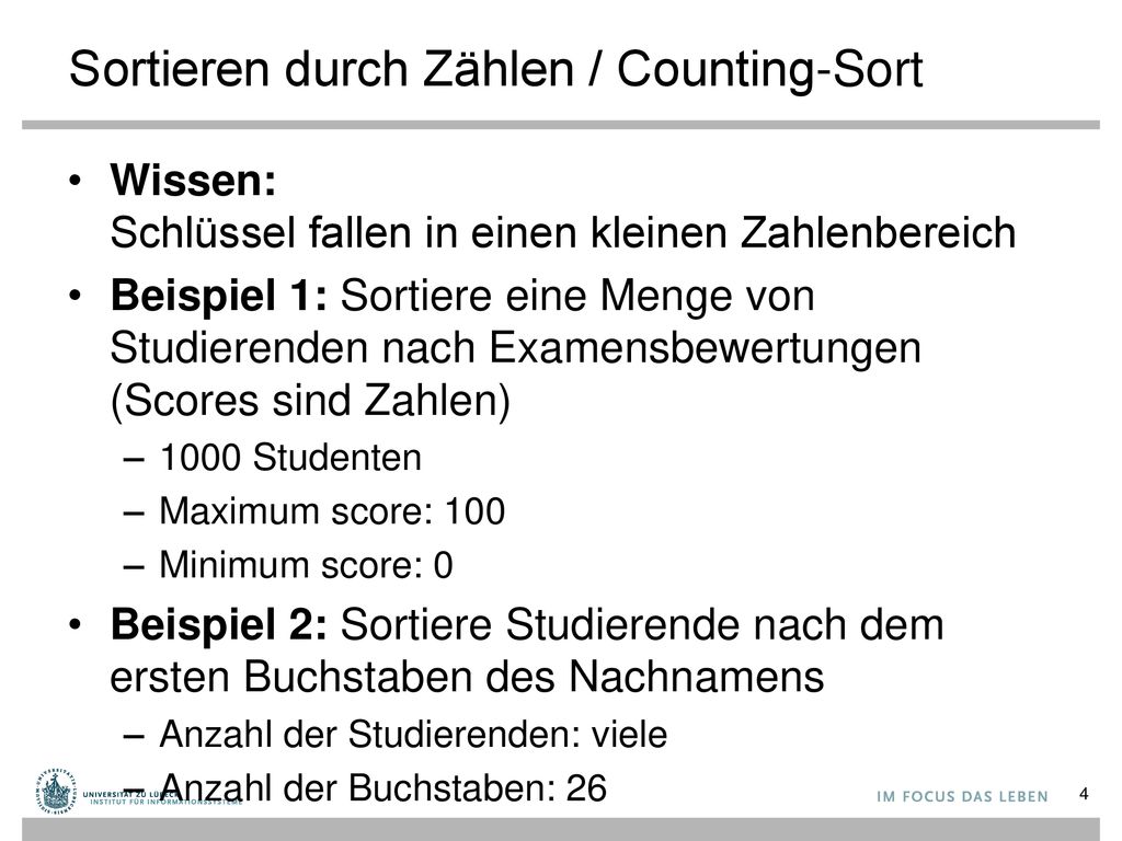 Sortieren durch Zählen / Counting-Sort