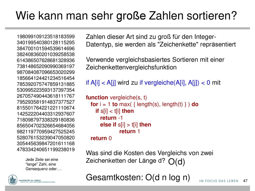 Wie kann man sehr große Zahlen sortieren