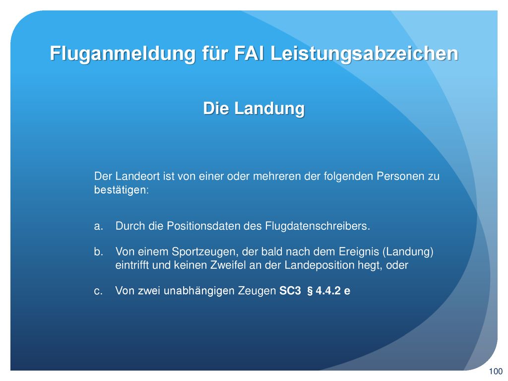 Fluganmeldung für FAI Leistungsabzeichen