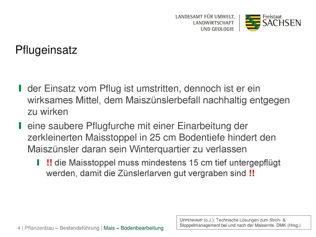 Pflugeinsatz der Einsatz vom Pflug ist umstritten, dennoch ist er ein wirksames Mittel, dem Maiszünslerbefall nachhaltig entgegen zu wirken.