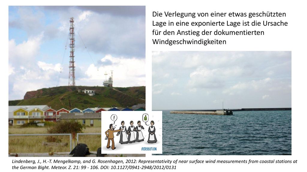 Die Verlegung von einer etwas geschützten Lage in eine exponierte Lage ist die Ursache für den Anstieg der dokumentierten Windgeschwindigkeiten