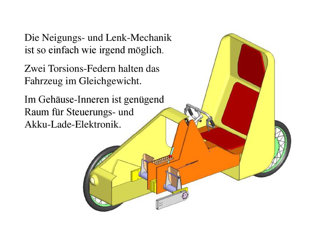 Die Neigungs- und Lenk-Mechanik ist so einfach wie irgend möglich.