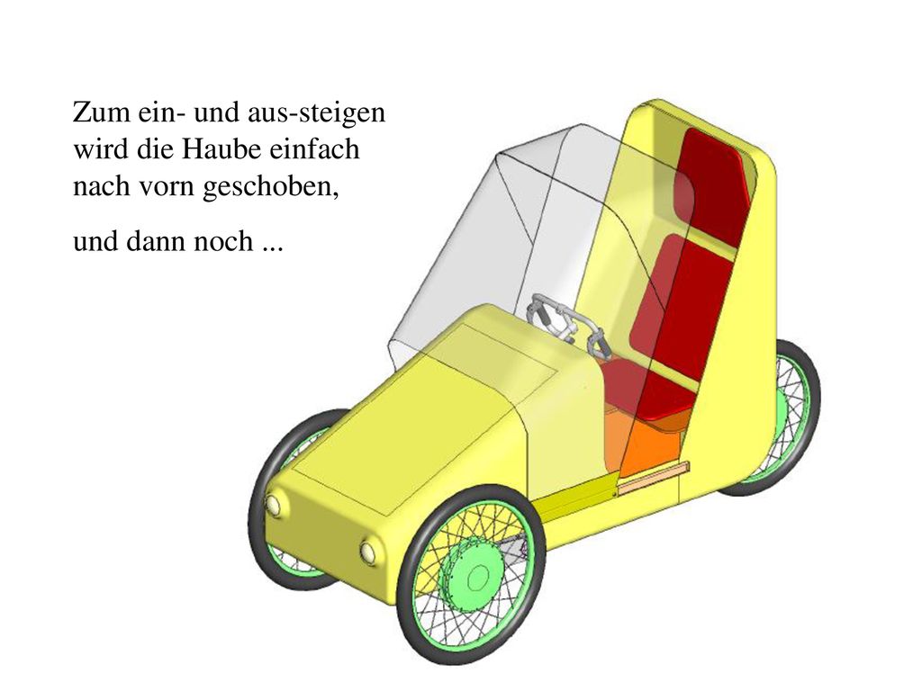 Zum ein- und aus-steigen wird die Haube einfach nach vorn geschoben,