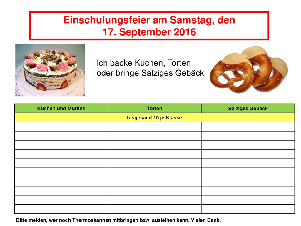 Einschulungsfeier am Samstag, den
