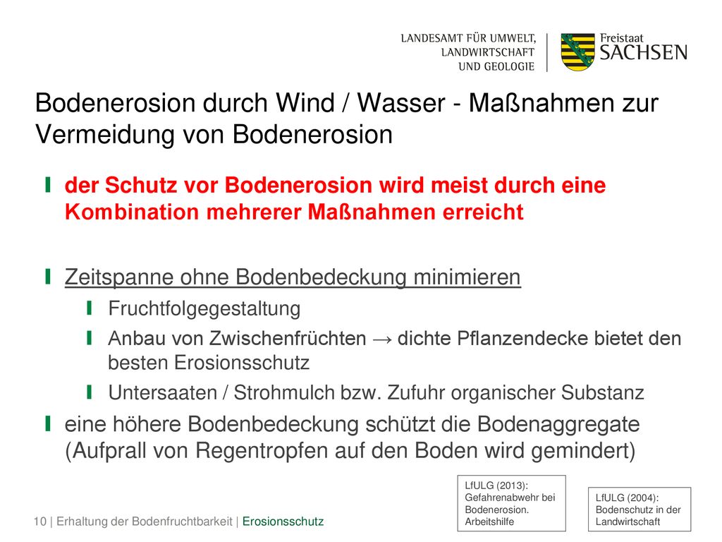 Bodenerosion durch Wind / Wasser - Maßnahmen zur Vermeidung von Bodenerosion